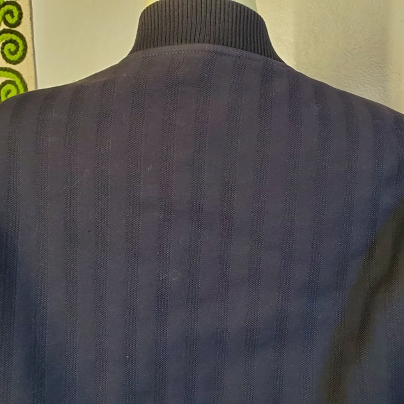 Louis W APC Navy Bomber Jacket Leather Sleeves - Picture 8 of 11